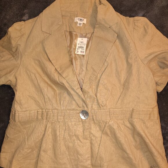 CATO Woman's Tan Short Sleeve One Button Blazer - Size 18/20w - NWT - Picture 1 of 10